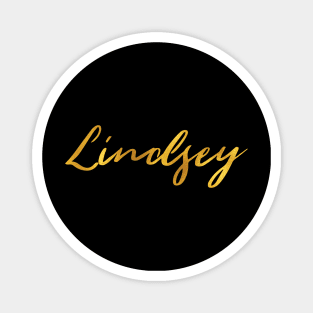 Lindsey Name Hand Lettering in Faux Gold Letters Magnet